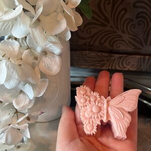 Coral Butterfly Floral Soap Bar
